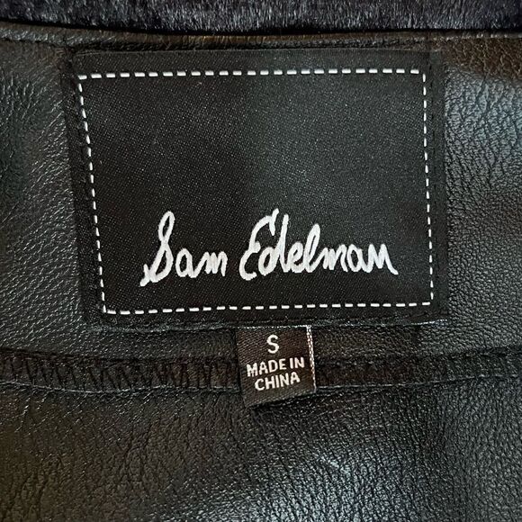 Sam Edelman Gabby Black Faux Fur and Vegan Leather Cropped Jacket Size Small - Picture 6 of 12